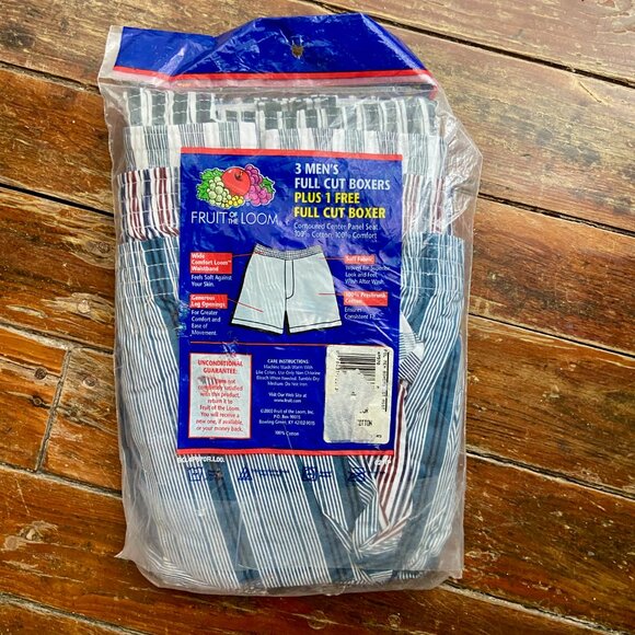 NOS Vintage 2000 4 Pack Fruit of the Loom Mens Full Cut Boxers 100% Cotton M - Picture 4 of 4
